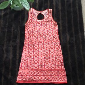 Red print dress with back keyhole cutout